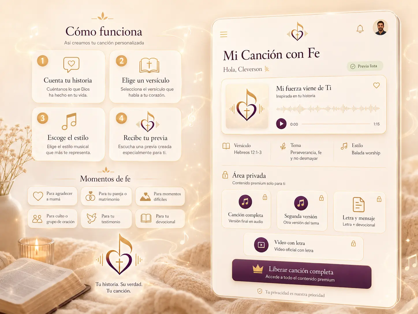 Cuatro pasos del quiz Canción con Fe